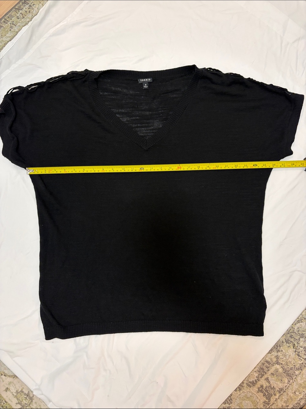 torrid Black V-Neck Short Sleeve Knit Top